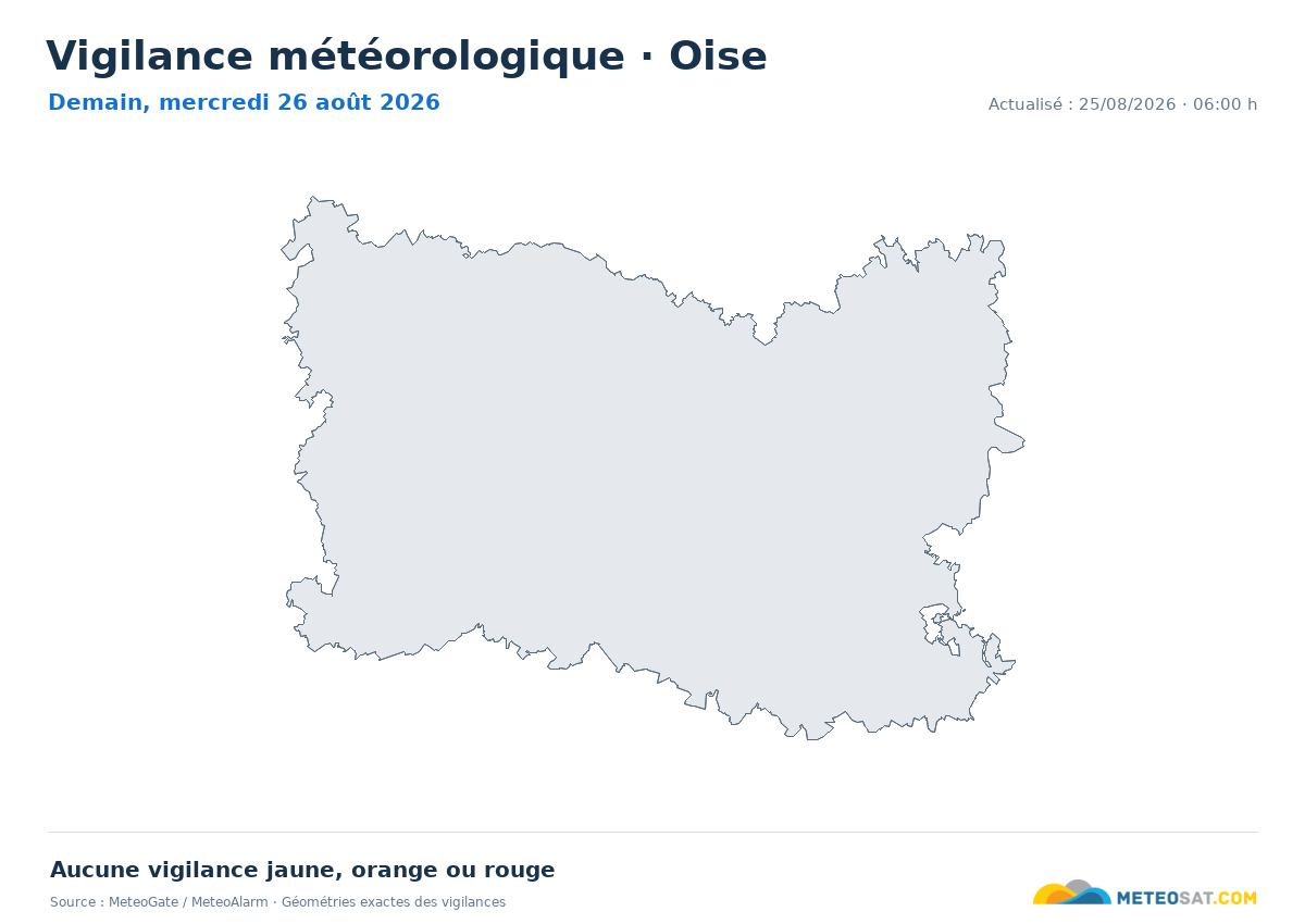 Carte de Vigilance météorologique dans Oise