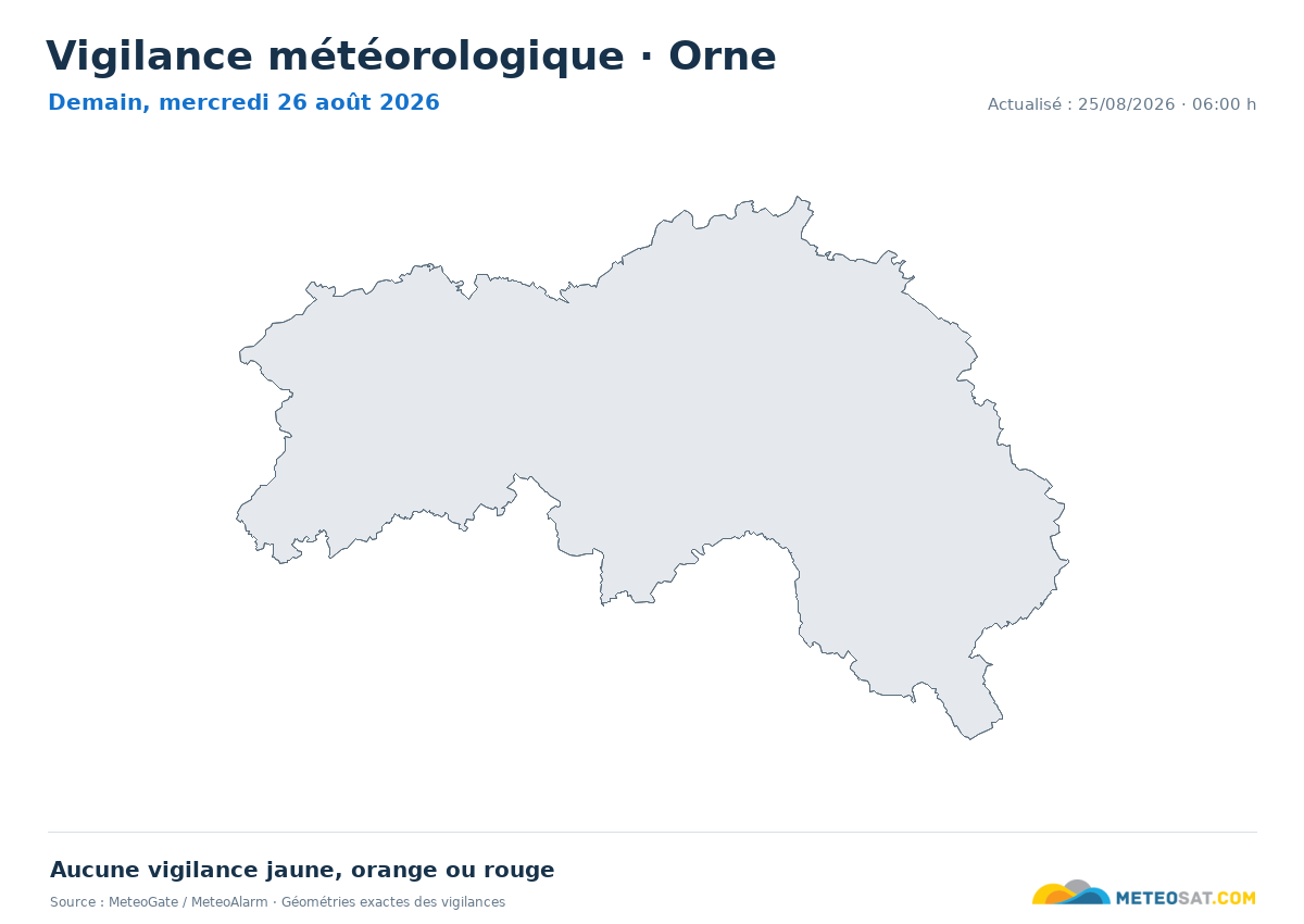 Carte de Vigilance météorologique dans Orne