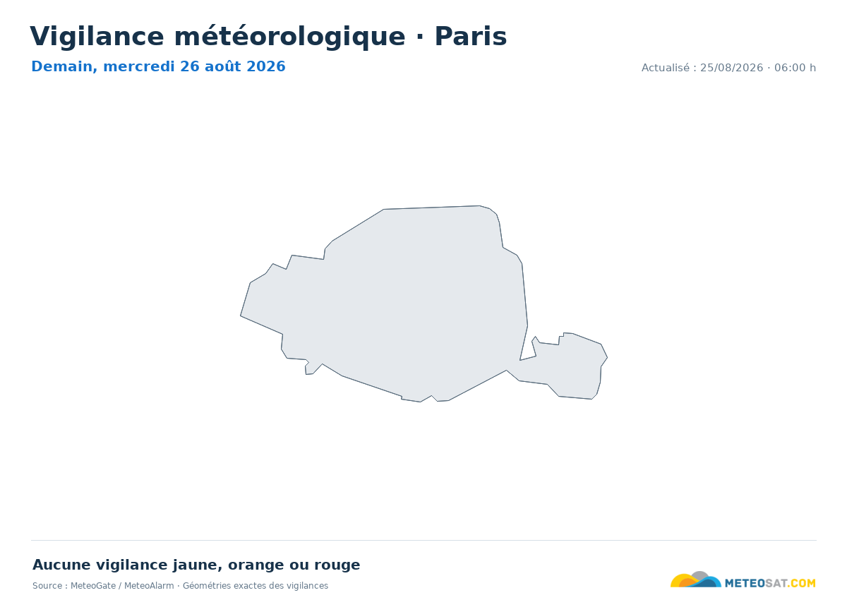 Carte de Vigilance météorologique dans Paris