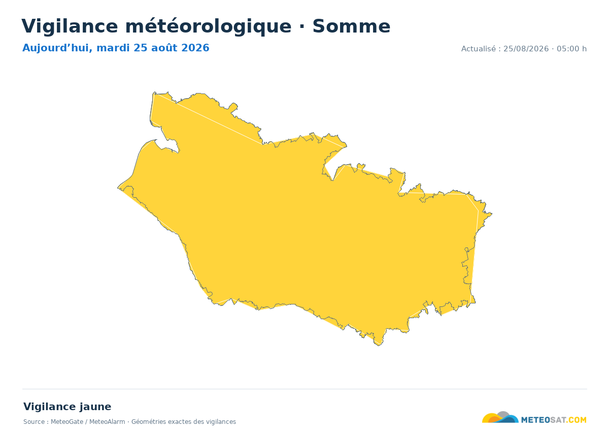 Carte de Vigilance météorologique dans Somme