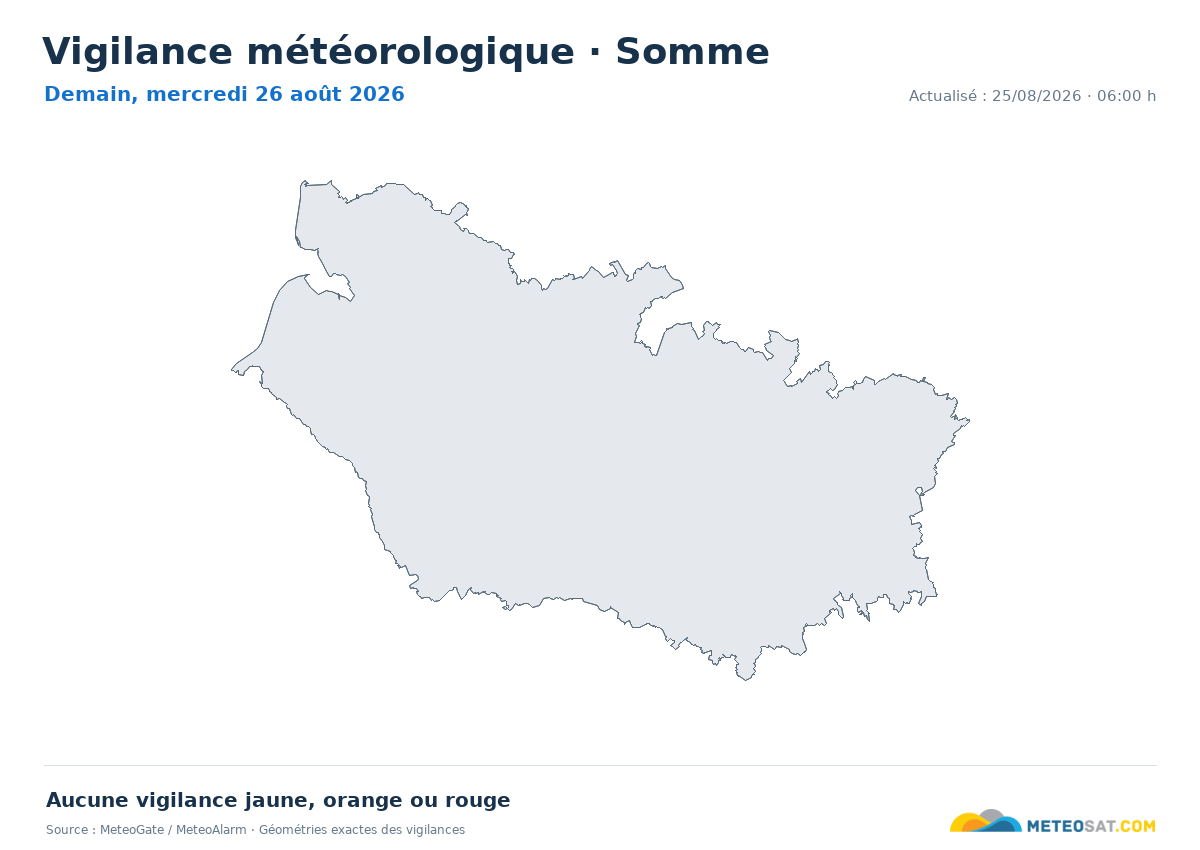 Carte de Vigilance météorologique dans Somme