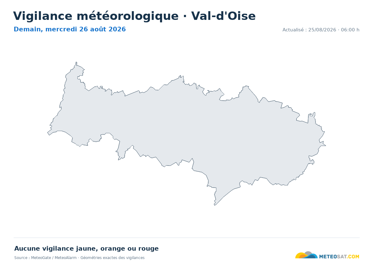 Carte de Vigilance météorologique dans Val-d'Oise