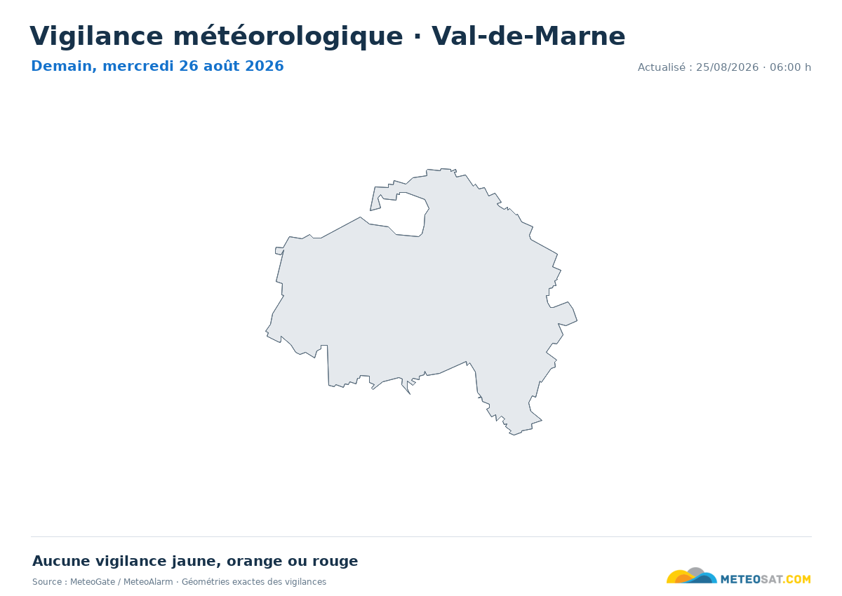 Carte de Vigilance météorologique dans Val-de-Marne