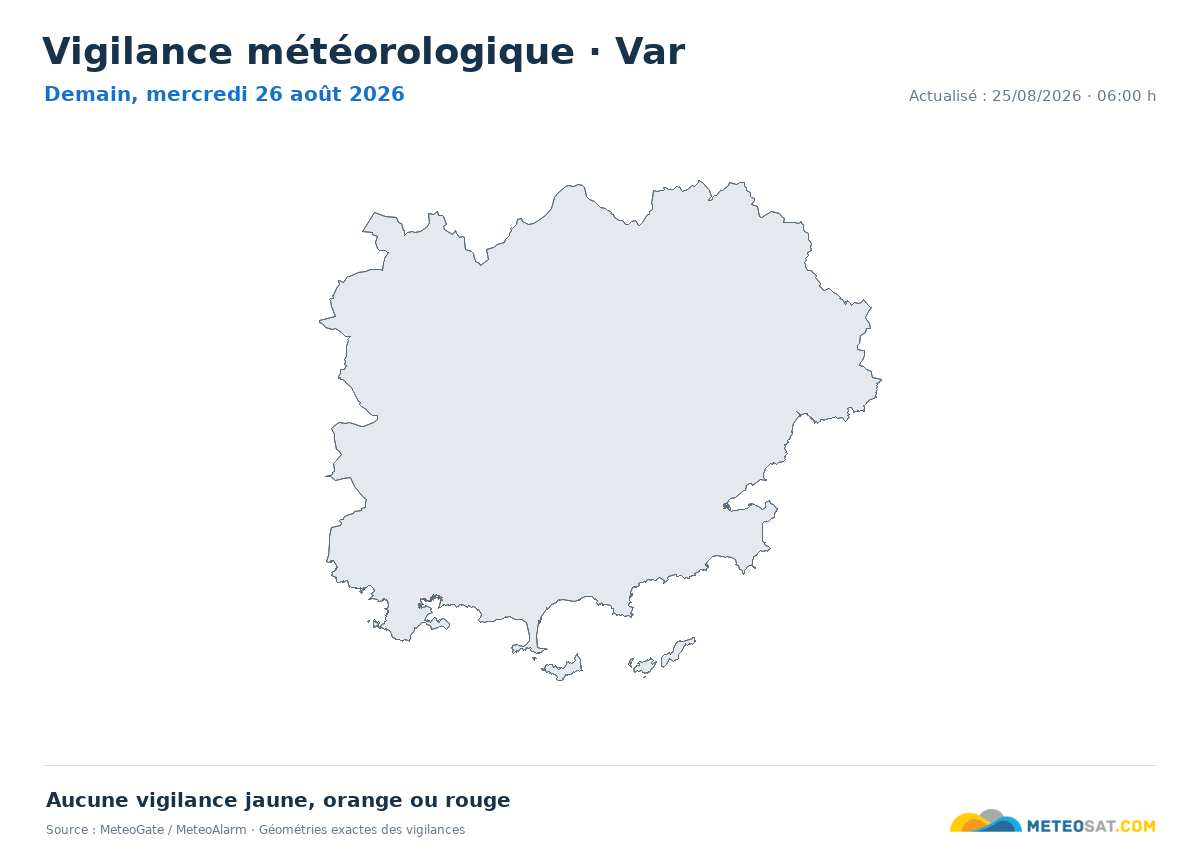Carte de Vigilance météorologique dans Var