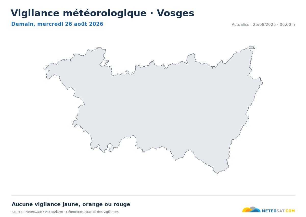 Carte de Vigilance météorologique dans Vosges