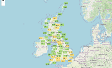 Current weather conditions in the United Kingdom