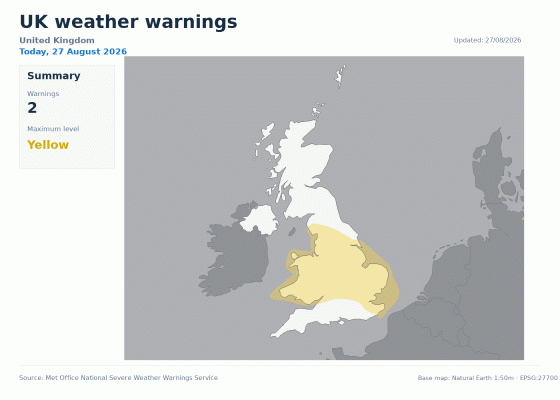 UK weather warnings map