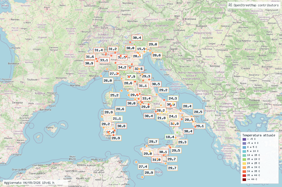 Situazione meteorologica attuale in Italia
