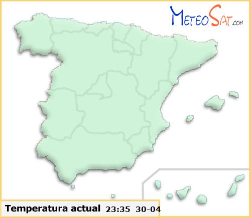 Mapa de temperaturas actuales en Espaa