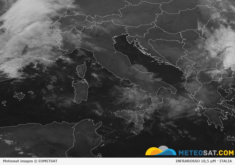 Immagine satellitare Meteosat aggiornata per l’Italia
