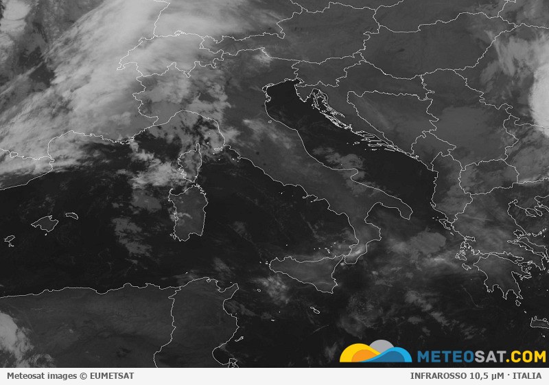 Immagine satellitare Meteosat aggiornata per l’Italia