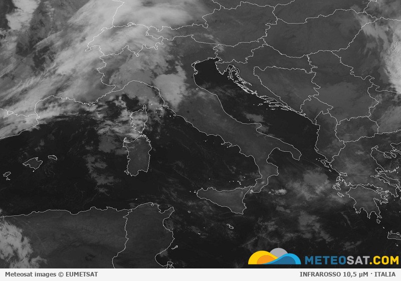 Immagine satellitare Meteosat aggiornata per l’Italia