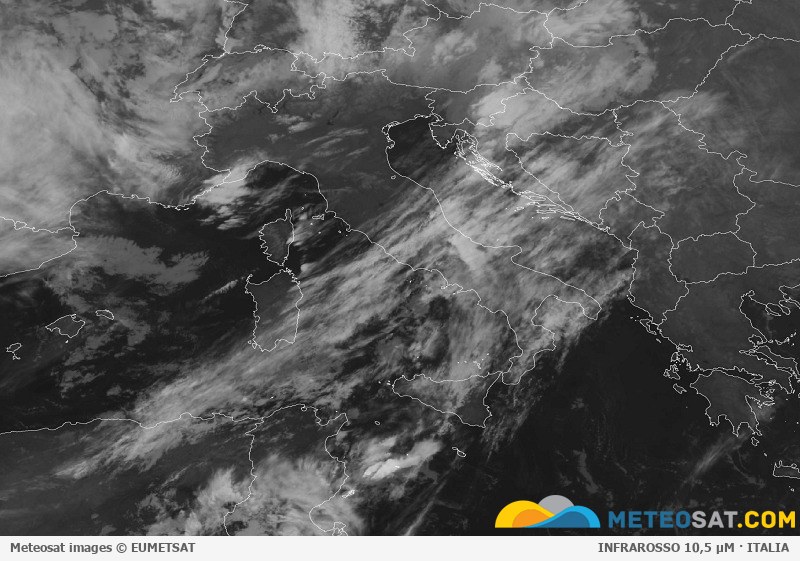 Immagine satellitare Meteosat aggiornata per l’Italia