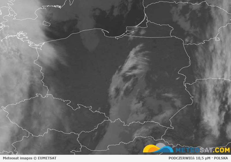 Aktualny obraz satelitarny Meteosat dla Polski