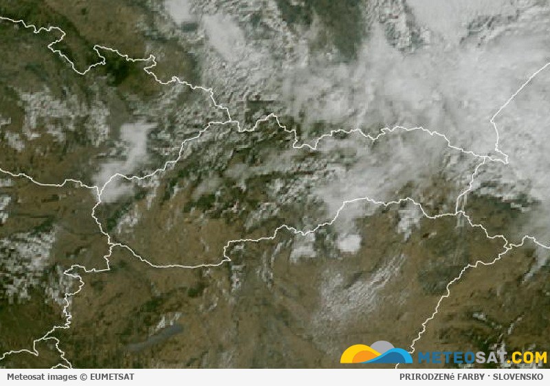Aktuálna družicová snímka Meteosat pre Slovensko