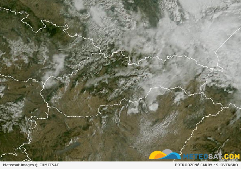 Aktuálna družicová snímka Meteosat pre Slovensko