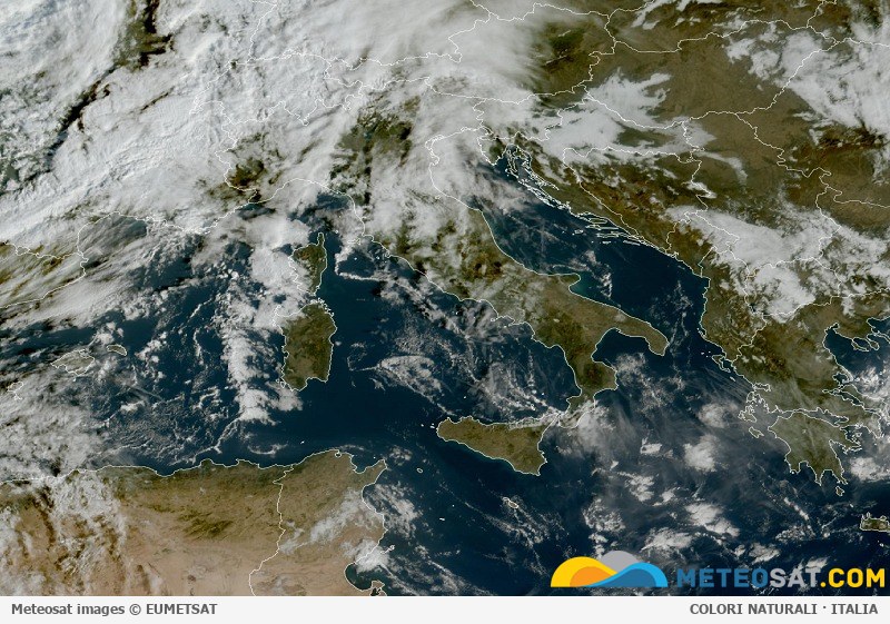 Immagine satellitare Meteosat aggiornata per l’Italia