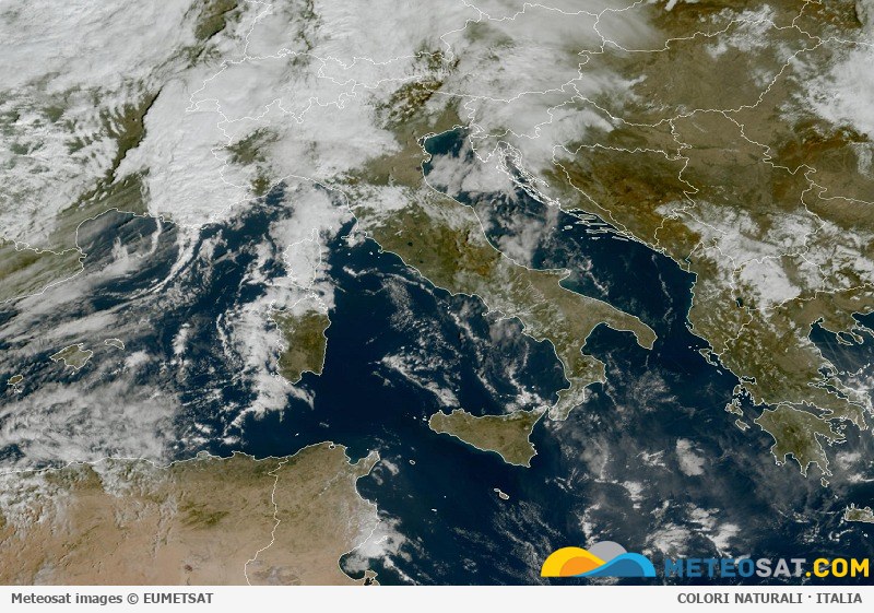 Immagine satellitare Meteosat aggiornata per l’Italia