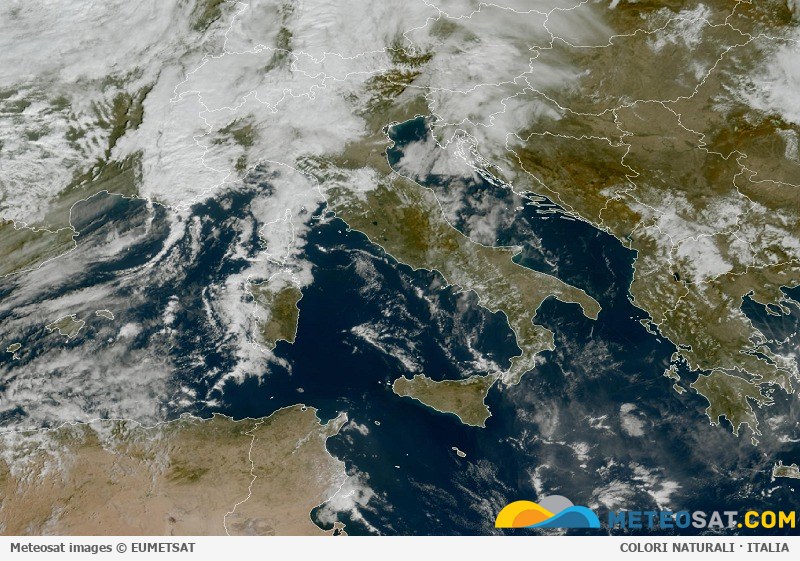 Immagine satellitare Meteosat aggiornata per l’Italia