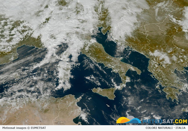 Immagine satellitare Meteosat aggiornata per l’Italia