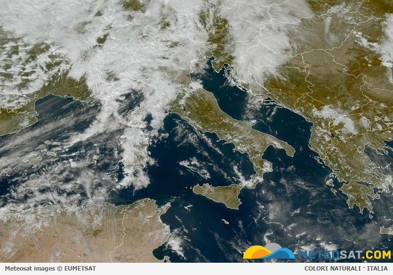 Immagine satellitare Meteosat aggiornata per l’Italia