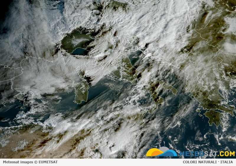 Immagine satellitare Meteosat aggiornata per l’Italia
